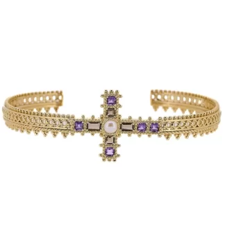 Women Jade Jagger Jewellery Amethyst Cross Bracelet