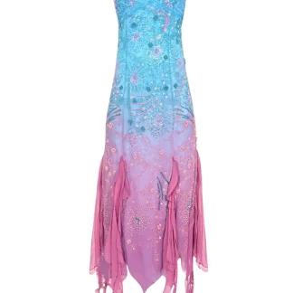 Women Annie's Archive Baby Blue Ombre Beaded Ruffled Dress