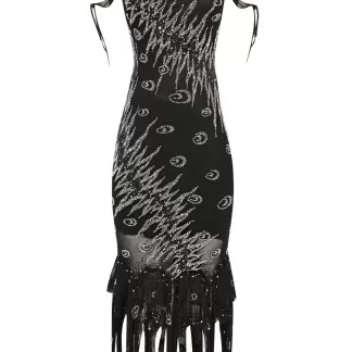 Women Annie's Archive Black Beaded Silk Dress