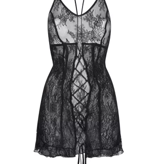 Women Kim Shui Black Lace Up Mini Dress