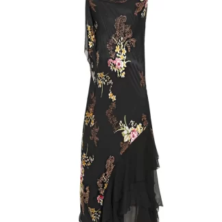 Women Annie's Archive Black Meadow Silk Dress