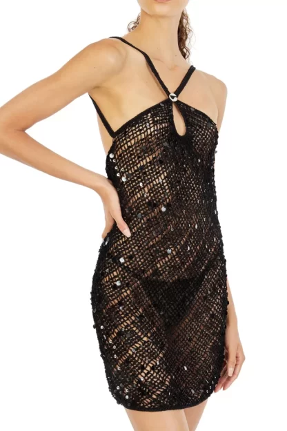 Women Coperni Black Sequin Mini Dress