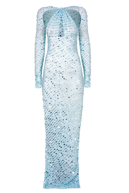 Women Coperni Blue Sequin Maxi Dress