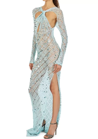 Women Coperni Blue Sequin Maxi Dress