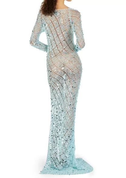 Women Coperni Blue Sequin Maxi Dress