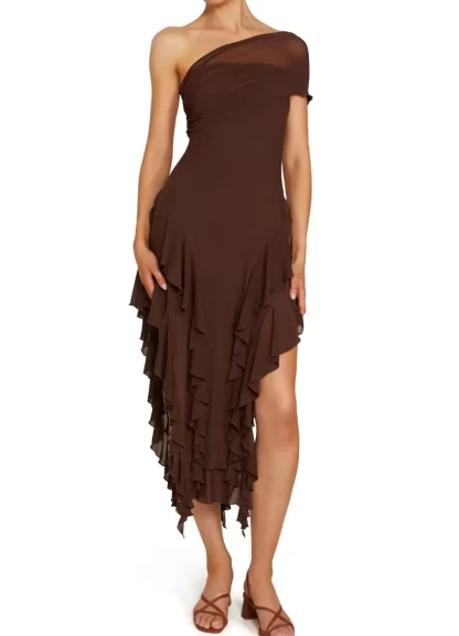 Women Kim Shui Brown Ruffle Dress