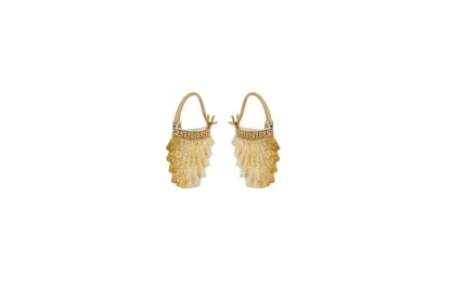 Women Jade Jagger Jewellery Citrine Feather Earrings