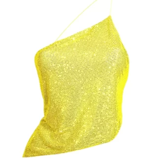 Women Giuseppe Di Morabito Cropped Crystal Mesh Top- Yellow