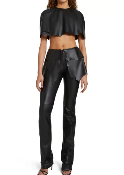 Women Coperni Cropped Leather Cape