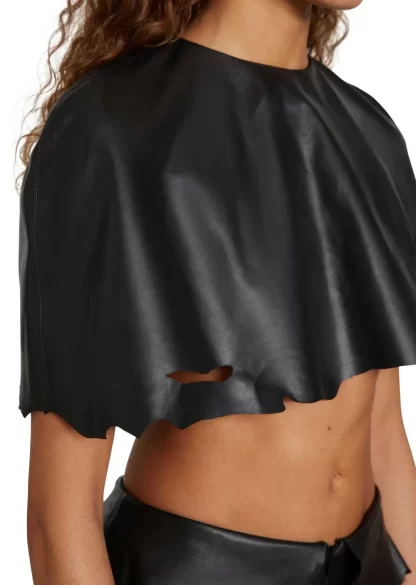 Women Coperni Cropped Leather Cape