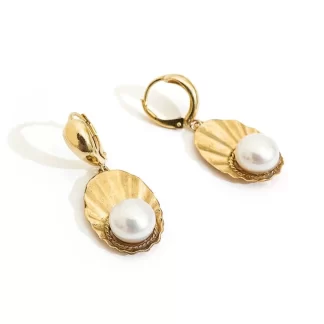 Women Liase Crown Shell Earrings With Pearls