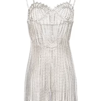 Women Area Crystal Bustier Fringe Dress