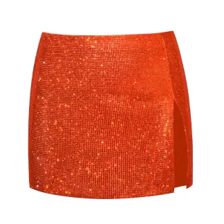 Women Giuseppe Di Morabito Crystal Embellished Mini Skirt- Orange