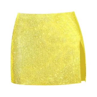 Women Giuseppe Di Morabito Crystal Embellished Mini Skirt- Yellow