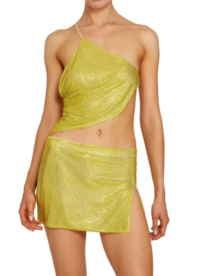 Women Giuseppe Di Morabito Crystal Embellished Mini Skirt- Yellow