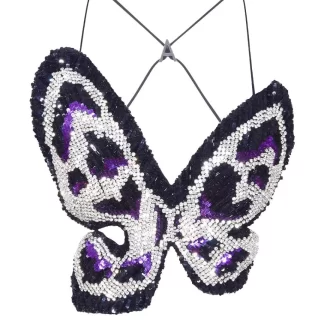 Women Area Crystal Pailette Butterfly Top