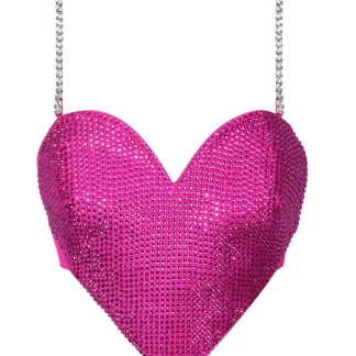 Women Area Crystal Trim Heart Top