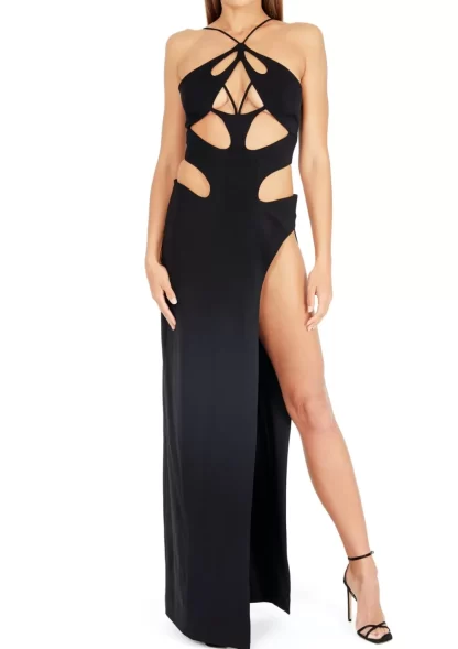Women Monot Cut-Out Halterback Dress