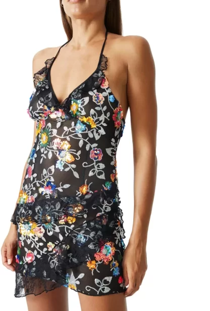 Women Kim Shui Floral Sequin Ruffle Mini Dress