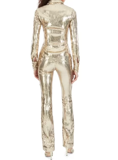 Women Laquan Smith Gold Sequinned Top