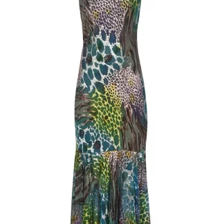 Women Annie's Archive Green & Blue Beaded Chiffon Dress