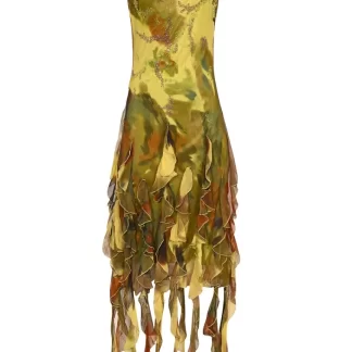 Women Annie's Archive Green Beaded Ruffled Dress