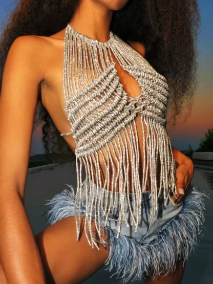 Women Giuseppe Di Morabito Halterneck Crochet-Chain Top