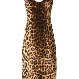 Women Halpern Leopard Velvet Midi Dress