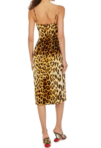 Women Halpern Leopard Velvet Midi Dress