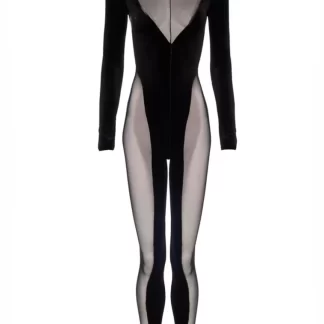 Women Laquan Smith Off Shoulder Velvet & Sheer Catsuit