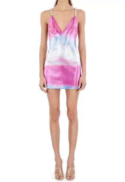 Women Area Ombre Crystal Mini Dress