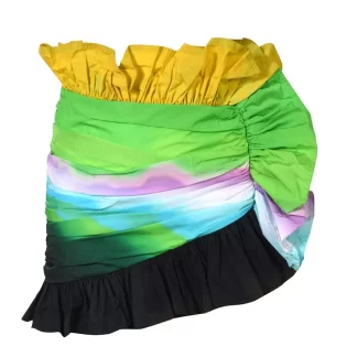 Women Area Ombre Nylon Ruffle Skirt