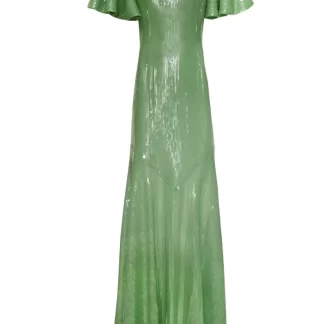 Women De La Vali Paloma Sage Sequin Dress