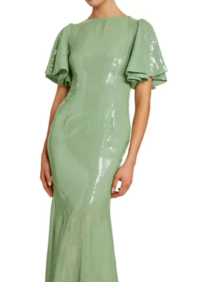 Women De La Vali Paloma Sage Sequin Dress