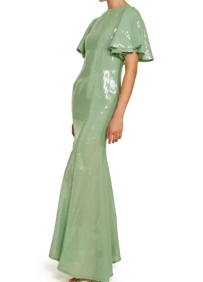 Women De La Vali Paloma Sage Sequin Dress