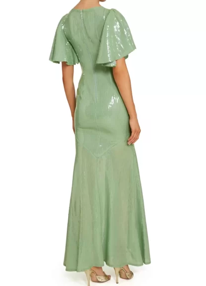 Women De La Vali Paloma Sage Sequin Dress