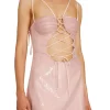 Women Kim Shui Pink Lace Up Pailette Mini Dress