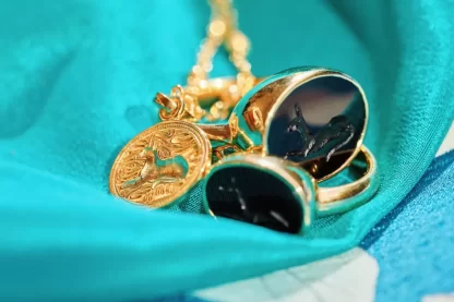 Women Annie's x Jade Jagger Podenco Dog Ring In Carved Black Onyx, Gold Vermeil