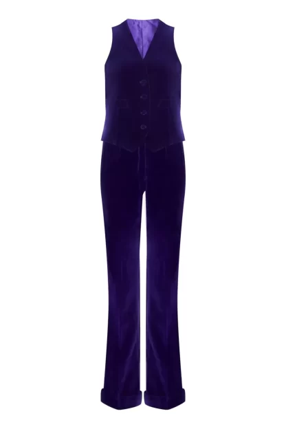 Women Mark Powell Purple Velvet Trousers