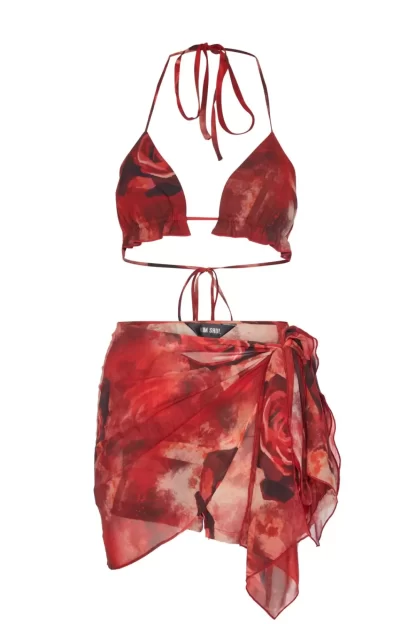 Women Kim Shui Rose Chiffon Bikini Top