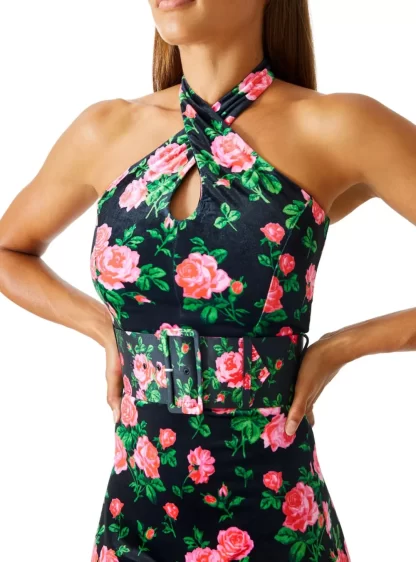 Women Richard Quinn Rouge Halter Belted Jumpsuit