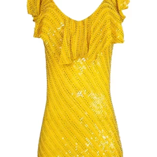 Women Ashish Ruffle Beaded Sequin Mini Dress