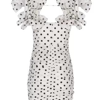 Women Alessandra Rich Rushed Polka Dot Mini Dress