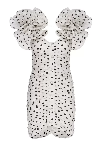 Women Alessandra Rich Rushed Polka Dot Mini Dress