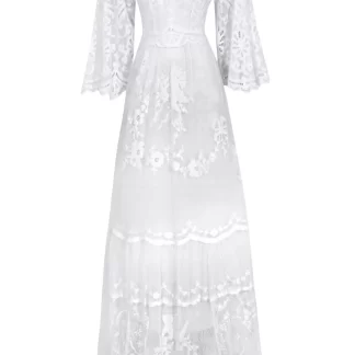 Women Annie's Archive 1920'S Antique Cherub Motif Lace Gown