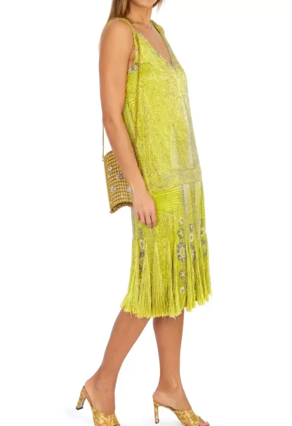 Women Annie's Archive 1920'S Chartreuse Flapper Dress