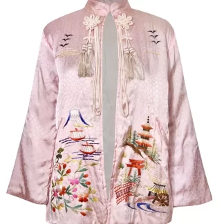 Women Annie's Archive 1960S Chinese Embroidered Pink Short Robe