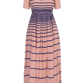 Women Annie's Archive 1940'S Pink & Blue Velvet Stripes Dress