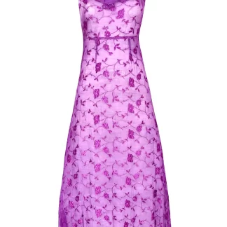 Women Annie's Archive 1920'S Purple Floral Embroidered Sheer Dress