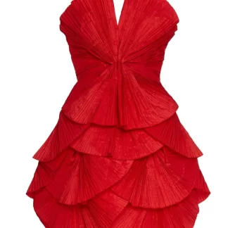 Women Annie's Archive 80'S Red Pleated Mini Dress.